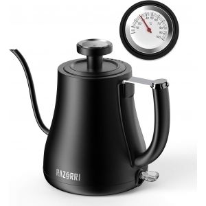 Bouilloire &Agrave; Caf&eacute; &Eacute;lectrique &Agrave; Col De Cygne, Thermom&egrave;tre De Bouilloire &Agrave; Caf&eacute; En Acier Inoxydable De 0,7 L Sur Le Couvercle Bouilloire &Agrave; Eau Chaude Sans Fil 1000 W Noir - Neuf