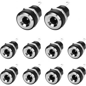 MEVRONISSHOP-Connecteur Femelle &agrave; 2 Broches DC 3,5 mm x 1,35 mm pour Montage sur Panneau pour Petits &eacute;quipements Audio, dispositifs de Surveillance, Bandes Lumineuses LED, routeurs (Lot de 10) - Neuf
