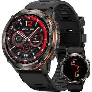 Montre Connectée Homme, Militaire 60 Jours D'autonomie 5atm Étanche, 1.43¿ Amoled Always-On Smartwatch Robuste 170 Modes Sport Assistant Vocal Appel Sms Fréquence Cardiaque Spo2 Ios Android - Neuf