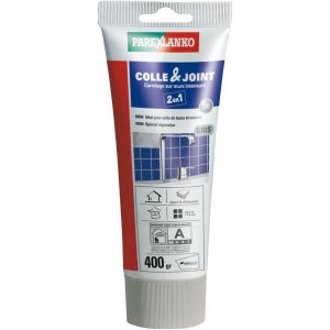 Colle carrelage et joint en p&acirc;te Colle & Joint 2 en 1 Gris Pour mur int&eacute;rieur Sp&eacute;cial pi&egrave;ces humides Pr&ecirc;te &agrave; l&iquest;emploi 400g - Neuf