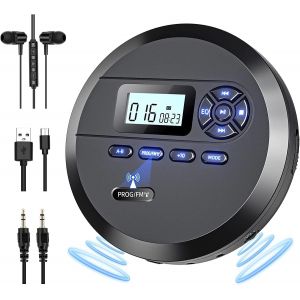 Lecteur CD Portable, Lecteur CD avec Haut-parleurs et Transmetteur FM, Batterie Rechargeable Intégrée 2000 mAh, baladeur CD Portable - Neuf