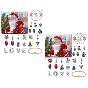 2 bracelets calendrier de l'Avent de No&euml;l avec 24 breloques pour enfants - Coffret cadeau de compte &agrave; rebours jusqu'&agrave; No&euml;l - Neuf