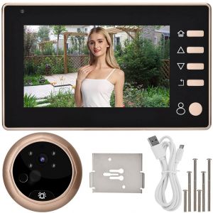 Camera de surveillance de porte 4,3 pouces 1 MP, kit de sonnette video, enregistrement, vision nocturne - Neuf