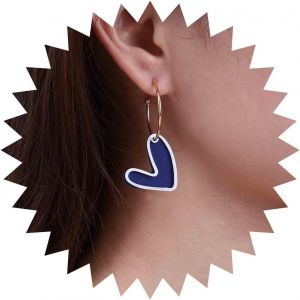 Kal-Boucles D'oreilles Coeur Bleu Boucles D'oreilles Goutte Coeur Émail Acrylique Boucles D'oreilles Coeur D'amour Boucles D'oreilles Créoles En Forme De C Or Boucles D'oreilles Cercle Ouvert - Neuf
