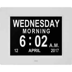 Horloge Calendrier avec Date Jour et Heure en français 8 Pouces LCD Horloge Numérique Non-Abrégée pour Senior Alzheimer et Enfant - Neuf