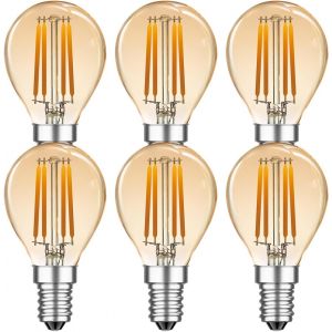 SJZG-Ampoule 4W Filament Led E14 P45/G45, Ampoule Vintage R&eacute;tro Led,Equivalent &Agrave; Ampoule Incandescence 40W,2700K Blanc Chaud 400Lm,Non Variable,Ambre,Lot De 6 - Neuf