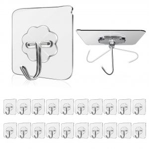 Adh&eacute;sif Crochets 20 Pack De 33 Lb De Capacit&eacute; De Salle De Bains Transparente Organisateurs - Neuf