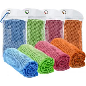 Letnerny-Lot De 4 Serviettes Rafra&icirc;chissantes 101,6 X 30,5 C,Serviettes De Glace, Douces Et Respirantes En Microfibre Pour Yoga,Golf,Sport,Gym, Entra&icirc;nement,Fitness,Et Plus Encore Bleu/Rose Rouge/Ora - Neuf