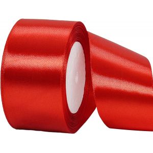 Sjzg-Ruban De Satin Rouge 50mmx23m, Ruban Boite Gateau, Ruban Tissu Pour Noel C&eacute;r&eacute;monie Mariage Artisanat D&eacute;coration, Bouquet Voitures, Anniversaire - Neuf