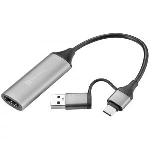 Sandberg 136-70 c&acirc;ble vid&eacute;o et adaptateur HDMI Type A (Standard) USB Type-A + USB Type-C Gris - Neuf