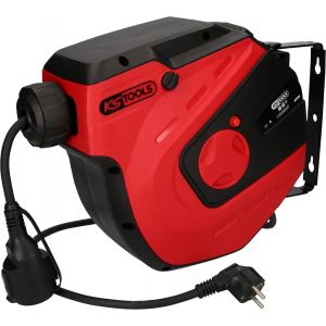 VornixorSarlshop-KS Tools 150.4217 - Enrouleur Electrique Mural, 3x1,5mm&sup2; - Rallonge Electrique Enrouleur - Ressort de Rappel - Support Mural Orientable &agrave; 180&deg; - Blocage en Position - Longeur 15m - R - Neuf