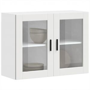 Armoire Murale De Cuisine Avec Porte En Verre Porto Blanc - Neuf
