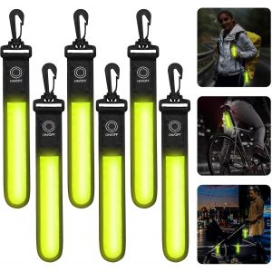 (Jaune) Lot De 6 Lampes Led Réfléchissantes Clignotantes Pour Sac - 3 Modes Led - Éclairage De Sécurité - Réflecteurs Pour Enfants - Avec Led Pour La Randonnée, Le Jogging - Neuf