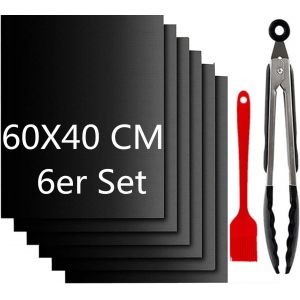 LETNERNY-Tapis De Cuisson Barbecue,Tapis Barbecue Set,Tapis Barbecue,Bbq Mat Antiadhésif,Non Stick Four En Téflon Tapis De Cuisson,Réutilisable,Nettoyage Facile Et Anti-Adhérent,Peut Être Coupé (40*6 - Neuf
