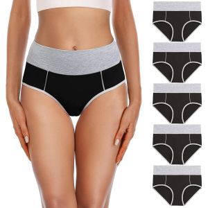 Khkui-Culottes Coton Pour Femmes Shorty Confort Slips Sport Grande Elasticité Taille Haute Lot De 5 - Neuf