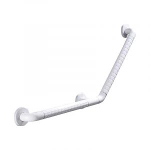Barre d'appui de douche 135° en PVC et acier inoxydable 25 cm pour toilettes pour personnes handicapées et âgées - Neuf