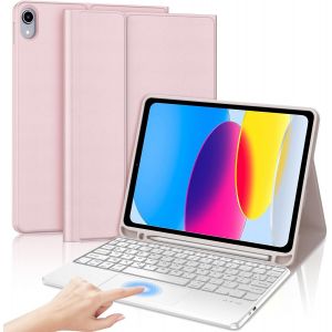 Couqe Pour Ipad 11 &Egrave;me (11"", 2022) Avec Pav&eacute; Tactile Clavier - Azerty Fran&ccedil;ais Trackpad Clavier D&eacute;tachable Sans Fil Bluetooth, &Eacute;tui Pour Ipad 10th 10.9 Pouces, Rosa Chair[Z142] - Neuf