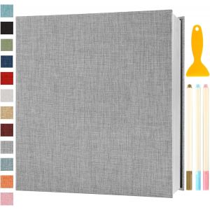 Album Photo Adhesif Vierge 28x27 CM Classeur Photo Livre Photo Personnalisable Scrapbook de Classe Mariage Livre D'or Enfant Bebe DIY Carte Postale, 40 Pages Gris - Neuf