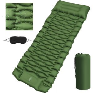 Wqd-Matelas De Camping Autogonflant,Matelas Gonflables De Camping Avec Pompe &Agrave; Pied & Oreiller,Matelas Randonn&eacute;e Ultral&eacute;ger,Matelas Autogonflant,Matelas Gonflable 1 Place Pour Campings,Voyage,Tente - Neuf