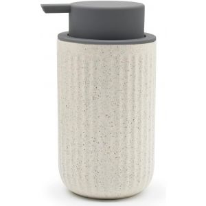 KAL-Distributeur De Savon Noir, Distributeur De Savon Réutilisable De 400 Ml, Distributeur De Savon Céramique Pour Savon Liquide, Distributeur De Savon Pour La Cuisine, La Salle De Bain (Bande Beige) - Neuf