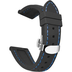 Kal-Unisex Caoutchouc Bracelet Montre Fermoir Papillon 8 Couleurs 5 Tailles Bracelet En Silicone De Remplacement Compatible Avec 18mm, 20mm, 22mm, 24mm Watchband Watch Strap - Neuf