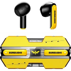Tf-T01 Wireless Bluetooth 5.4 In-Ear Earbuds With Deep Bass Noise Cancelling Mic Ipx5 Waterproof For Android Ios (Bumblebee Yellow) - Neuf