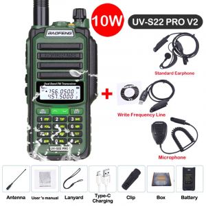 Baofeng UV S22 PRO V2 IP68 talkie-walkie étanche double bande 136-174/400-520MHz Radio amateur améliorée de UV9R UV5R Pro portée 50KM - Type V2 Green 6-Usb plug - Neuf