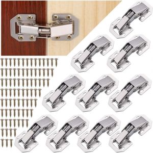 10 Pcs 3 pouces Cabinet Charnières à Vis, Cuisine Charnières Soft - Neuf
