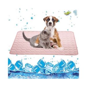 Tapis auto-rafraîchissant pour chien ¿ 100 x 75 cm, lavable en soie glacée ¿ Rose, léger et portable pour un confort estival - Neuf