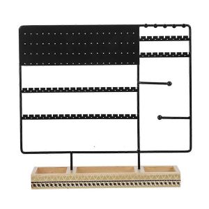 Bijoux Multifonctions Base En Bois Anneau De Rangement Bo&icirc;te De Rangement Porte-Boucles D'oreilles Noir - Neuf