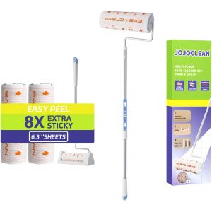 KALANKA-Grands rouleaux anti-peluches pour moquette, rouleaux adh&eacute;sifs pour sol de 15,2 cm avec 2 poign&eacute;es extensibles, balai adh&eacute;sif &agrave; long manche pour nettoyer les tapis, les voitures, les v&ecirc;tement - Neuf