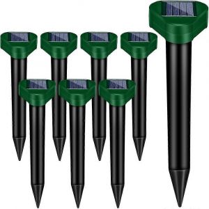 Lot De 8 Piquets Solaires Anti-Taupes, R&eacute;pulsifs Ultrasoniques Pour Animaux, &Eacute;tanches, &Agrave; &Eacute;nergie Solaire, Pour L'ext&eacute;rieur, Emp&ecirc;chant Les Campagnols Fouisseurs De S'enfouir Dans Le Sol. Id&eacute;al Pour Les Pelouses Et Les Jardins. - Neuf