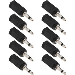 LORANKA-Lot de 10 adaptateurs mono 3,5 mm vers st&eacute;r&eacute;o femelle vers m&acirc;le 2 en 1 pour casque de t&eacute;l&eacute;phone portable, casque d'ordinateur (noir) - Neuf