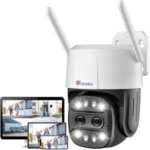 6X Hybrid Zoom Ptz Outdoor Wifi Surveillance Camera Dual Lens, Auto Zoom Auto Tracking Ip Camera, Human Detection, Color Night Vision, Two-Way Audio, Ip66 White 1 - Neuf