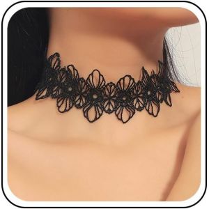 Kal-Collier Ras Cou Dentelle Noire Collier Ras Cou Gothique Tatouage Ras Cou Dentelle Vintage Large Ras Cou Dentelle Fleur Creuse Collier Dentelle Chaîne Fête Dentelle Bijoux Pour Femmes Et Filles - Neuf
