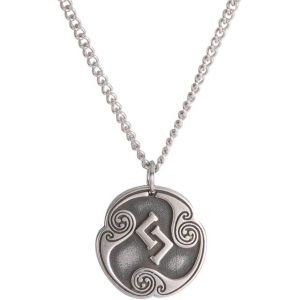 Kal-Collier Avec Pendentif En Forme De 24 Runes - Talisman Viking - Asatru - Pendentif Pa&iuml;en Wiccan - Style Vintage Nordique - Pour Homme Et Femme - Neuf