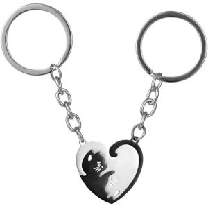 Asas-2 Pcs Porte-Clés Puzzle Chat En Acier Inoxydable Cadeaux D'amitié Pour Hommes Et Femmes - Neuf