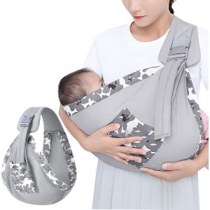 Kalanka-Echarpe De Portage Bebe, Porte Bébé, Multifonctionnel Porte Bebe Epaule, Bandoulière Réglable, Portable, Convient Aux Bébés De 0 À 36 Mois, Aux Tout-Petits Jusquà 20 Kg (Floral Gris) - Neuf