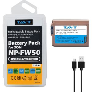 1500mAh Batterie NP-FW50 avec entrée USB Type-C pourSony A6000 A6500 A6300 A6400 ZV-E10 A7 A7II A7RII A7SII A7S A7S2 A7R A7R2 RX10 Series - Neuf
