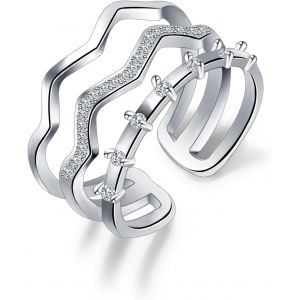 Kal-Bague Argent 925 Femme, Bague Infini Zircone, Bague R&eacute;glable, &Eacute;l&eacute;gante, Hypoallerg&eacute;nique, Bague De Fian&ccedil;ailles Femme, Bague D'amiti&eacute;, Cadeaux De Bijoux Pour Fille, M&egrave;re, Copine - Neuf