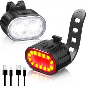 Asfasfq-Lumiere Velo, Lumiere Velo Avant Et Arriere Rechargeable Par Usb Lampe Velo Led 4+6 Modes D'éclairage Lampe Velo Étanche Ipx4 Lumière Vélo Convient À La Plupart Des Vélos - Neuf