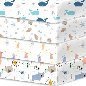 Lgl De Draps Pour Lit B&eacute;b&eacute; 4 Pi&egrave;ces 60x120 Cm 100% Microfibre Respirante Certifi&eacute; Oeko-Tex Prot&egrave;ge Matelas Amovible Et Lavable Motifs Mignons Pour Berceau Et Matelas B&eacute;b&eacute;(Parc Des Animaux) - Neuf
