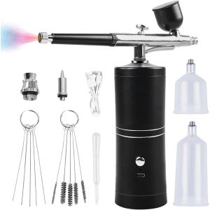 MEVRONISSHOP-Kit A&eacute;rographe Sans Fil, Pistolet A&eacute;rographe Portable, Kit A&eacute;rographe Rechargeable, A&eacute;rographe Sans Fil Avec Compresseur, Pour D&eacute;coration D'ongles, D&eacute;coration De G&acirc;teau, Maquillage - Neuf