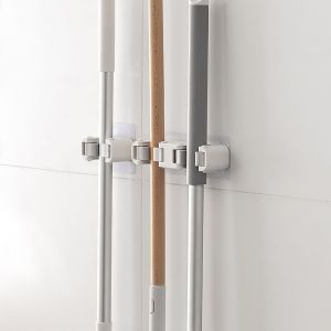 Lot de 3 supports muraux pour balais et serpillères, auto-adhésifs, sans perçage, ultra-résistants, pour la maison, la cuisine, le jardin et le garage. - Neuf