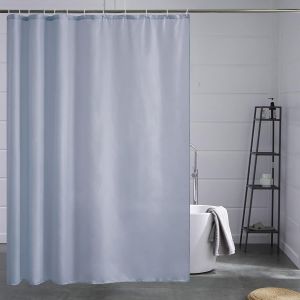 Rideau de Douche Anti Moisissure Lavable 180x200cm Tissu en Polyester Bleu Gris Rideaux de Bain Imperm&eacute;able pour Baignoire avec 12 Crochets - Neuf