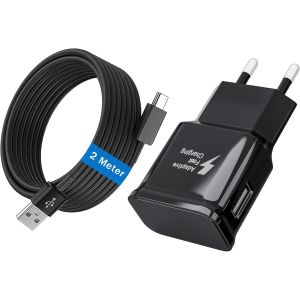 15W Chargeur Type C Charge Rapide Pour Samsung Galaxy A15 A16 A54 A55 A54 A35 A34 A06 A05S A25 5G, S22 S21 S20 Fe S10 S10E S9 S8 Téléphone Portable Prise Usb Adaptateur Secteur Avec Usb-C Cable 2M - Neuf