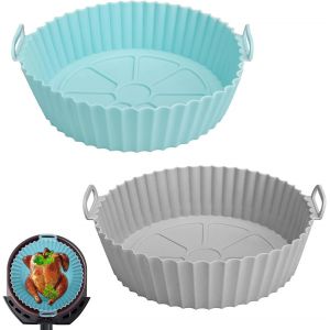 2 Pi&egrave;ces Moule Silicone Air Fryer Accessoires,Silicone Pot pour Airfryer Panier Friteuse Accessoires de Air Fryer Silicone Papier Cuisson Convient pour Friteuse Air,Micro Ondes - Neuf