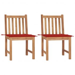 Prolenta Premium - Chaises De Jardin Lot De 2 Avec Coussins Bois De Teck Massif - Neuf