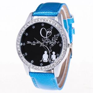 Zhoulianfa Ing&eacute;nieuse Hommes Femmes Incrustation Strass Cristal Bracelet Montre (Bleu) - Neuf