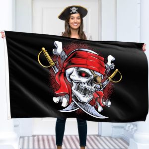 Nouvelhorizonstore-Drapeau Pirate - Drapeau Jolly Roger Tete De Mort Avec Rapires Crois&iquest;&iquest;S - Drapeau Humoristique - Polyester 110den - Double Couture - 2 Oeillets Laiton Grand 1,5 X 0,9 M - Neuf